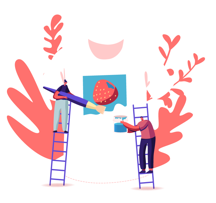 A creatively designed t-shirt displaying a strawberry and a ladder-DTF Xpressions